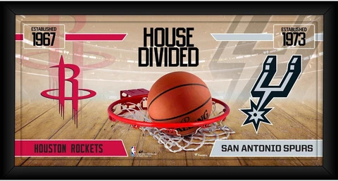 Houston Rockets vs San Antonio Spurs Framed 10x20 House Divided Collage Cover