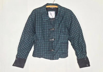 Jaqueta de esqui acolchoada vintage anos 90 XS S verde algodão xadrez Gitano visão interna retrô anos 80 - Imagem 1 de 4