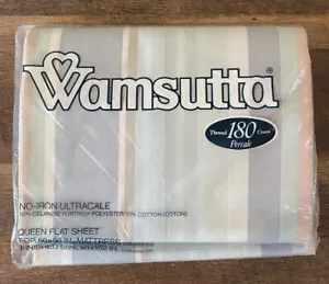 Vintage Wamsutta Awning Stripe 180 Thread Count Queen Flat Sheet NEW - Picture 1 of 2