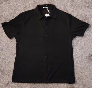 NWT Coofandy Black Ribbed Short Sleeve Shirt Large - Picture 1 of 10