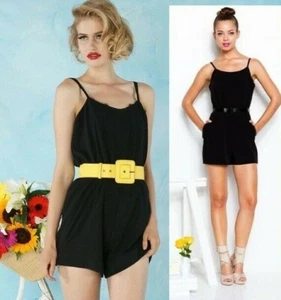 Alice + Olivia Ellen Black Lace Bandeau Panel Bra Belted Short Romper 10 - Picture 1 of 10