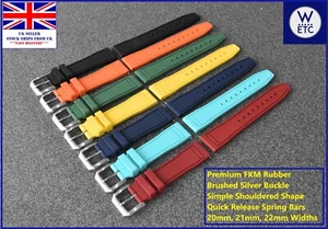 PREMIUM FKM Rubber, Shouldered TAPER Diver Watch Strap Quick Rel. 20mm 21mm 22mm - Picture 1 of 12