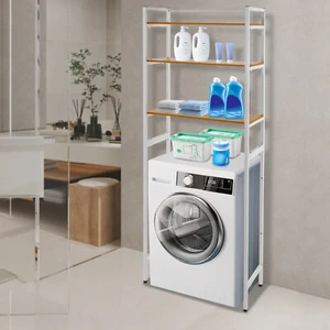 Weiß Holzfarbe Badregal Freistehendes Lagerregal Badregal für Waschmaschine - Imagen 1 de 21
