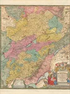 1735 Burgundy France antique map by Homann ~ 25" x 20" beautiful full color - Picture 1 of 6