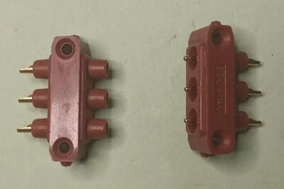 Connettori coppia 3 pin dritto saldatura a filo, maschio femmina, rosso - Immagine 1 di 4