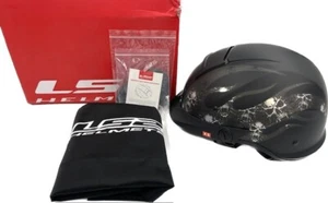 LS2 Helmets Rebellion Motorcycle Half Helmet Bones XS - 590-1111 - Picture 1 of 8