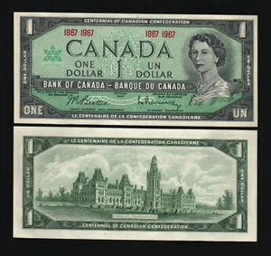 Canada 1 DOLLAR P-84 A 1867-1967 Commemorative QUEEN Elizabeth UNC CANADIAN NOTE - Picture 1 of 3