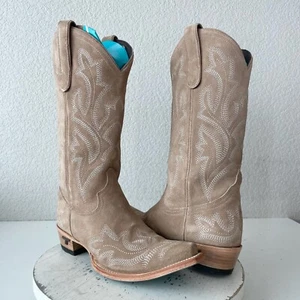 Lane SARATOGA Womens Cowboy Boots 8 Latte Suede Western Cowgirl Mid Calf Tall - Picture 1 of 12
