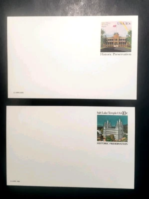 US VINTAGE, POSTAL CARDS UX81 Iolani Palace, UX83  Salt Lake Temple,  UNUSED. - Image 1 of 3