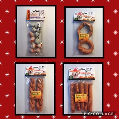 PET FACTORY  HALLOWEEN PUMPKIN SPICE FLAVORED DOG CHEWS NEW SEALED BRAID RING - Image 1 of 4