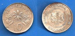 Singapore 10 Cents 1990 Cent Flowers Asia Coin Animal Free Shipping Worldwide - Picture 1 of 3