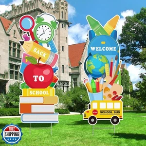 2 Pieces Welcome Back to School Yard Signs, First Day of School Yard Decorati - Picture 1 of 5