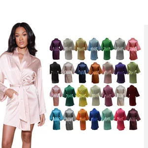 Luxus Damen Satin Seide Morgenmantel - Brautjungfer Morgenmantel Kimono Nachtwäsche S-4XL - Bild 1 von 7