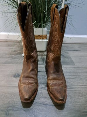 TONY LAMA Womens 7.5B Americana  Navajo Brown Leather Western Boot SNIP TOE  - Image 1 of 4