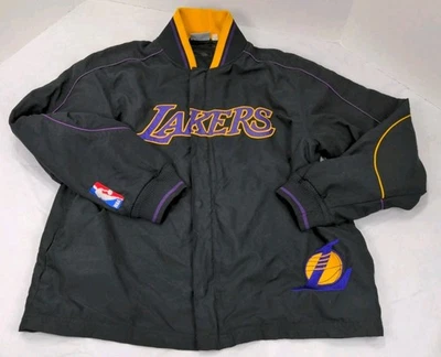 Vintage L.A. Lakers Adidas NBA Basketball Jacket Adult Med Black W/Purple & Gold - Image 1 of 4