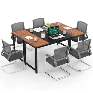 Set of 2 Meeting Table with Metal Frame & Adjustable Foot Pad w/ 63" x 24" - Picture 1 of 8