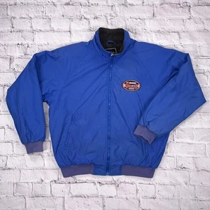 Vintage Holloway NASCAR Blue Full Zip Nylon Fleece Lined Windbreaker Jacket L - Picture 1 of 5
