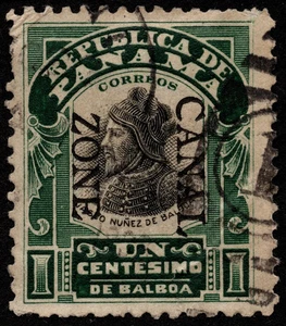 Canal Zone Stamp Scott # 22 Used F-VF 1 Cent Green & Black Balboa Portrait Issue - Picture 1 of 1