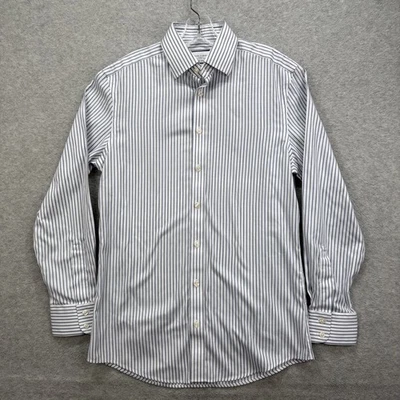 Camisa de vestir Charles Tyrwhitt para hombre 15/33 azul a rayas de nogal ajustada sin planchar Foto 1 de 4