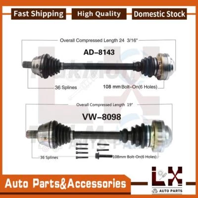 2x Eje delantero TrakMotive CV para Audi TT Quattro 2006 2005 2004 2003 2002 Foto 1 de 3