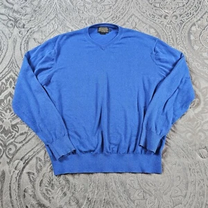 Pendleton Sweater Mens Large Blue Cashmere Blend Lightweight V Neck Preppy - Picture 1 of 8