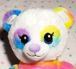 18" 2021 Build A Bear Rainbow Friends Panda Bear Peluche BAB Caliente Años 90 Colores Neón - Imagen 1 de 15