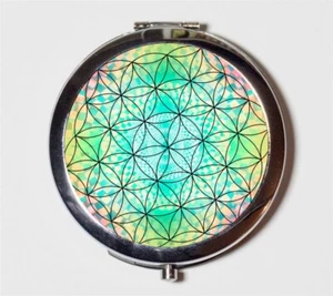 Flower of Life Sacred Geometry Compact Mirror Make Up Pocket Mirror Cosmetics - Picture 1 of 2