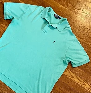 Vintage Polo by Ralph Lauren Shirt Teal Short Sleeve Blue Pony Mens Large Preppy - Picture 1 of 8
