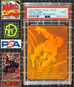 1994 Fleer Amazing Spider-Man Hologram - #2 Spider-Man Orange - PSA 9 MINT - Picture 1 of 5