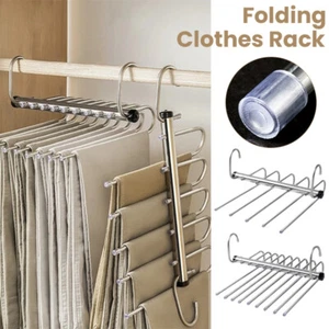 1PC Multi-functional Folding Magic Pants Hangers Trouser Hangers Bedroom Closet - Picture 1 of 14
