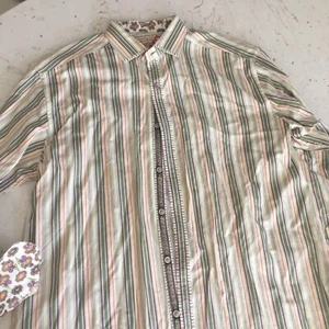 Robert Graham XL Long Sleeve Shirt Flip Cuff Paisley Striped Green Colorful Men - Picture 1 of 11