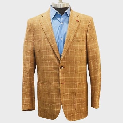 NWT Isaia Napoli Sand Plaid Sanita Base Sz 42 (52) Wool Blend Sport Jacket $4850 - Image 1 of 4
