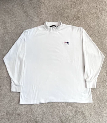 NFL 新英格兰爱国者队 T 恤 Greg Norman 长袖足球模拟领 L 码 — 第 1/4 张图片