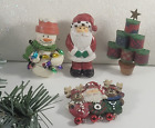 Christmas Holiday  Ceramic Brooch  Pin Lot 1 signed Hallmark Tree Santa Snowman