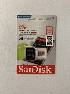 New Sandisk 128GB MicroSD W/ Adapter for Nintendo Switch, Samsung Galaxy, Camera - Picture 1 of 2