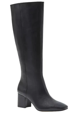 НОВЫЙ ANN TAYLOR ЧЕРНЫЙ БЛОК КАБЛУК КОЖАНЫЕ ВЫСОКИЕ БОТИНКИ РАЗМЕР 7 - Изображение 1 из 4