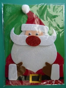 Embellished Christmas Greeting Card For Anyone Felt Santa Claus Glitter Burgoyne - Picture 1 of 3