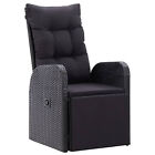 Reclining Garden Chair With Cushion Poly Rattan Black A7q3