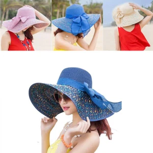 Fashion Summer Hat Travel Cap Folding Wide Brim Floppy Caps Beach Sun Hats Women - Picture 1 of 17