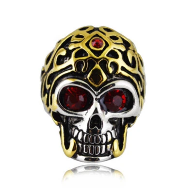 Domineering Men's Trend Fashion Skull Head Cz Eye Stainless Steel Ring Size 7-13 - Image 1 of 4