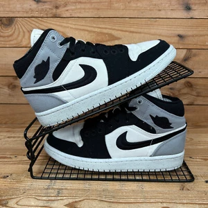 Nike Trainers Womens Size UK 4 Air Jordan 1 Mid Salt Black Canvas Shoes AJ1 - Picture 1 of 13