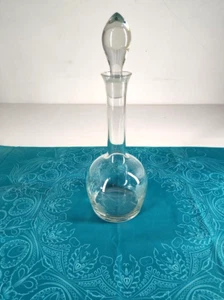 Vintage geätztes Blumenmuster Klarglas Alkohol Dekanter Karaffe 16" mit Stopfen - Bild 1 von 10