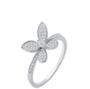 Real Diamond Butterfly Ring 9ct White Gold 0.27ctw Premium Diamonds - Picture 1 of 3