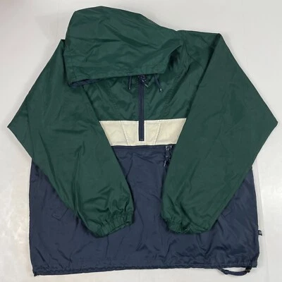 VINTAGE Gap Jacket Mens Medium Green 1/4 Zip Anorak Windbreaker Hooded Outdoors - Image 1 of 4