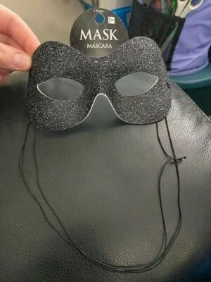 Mardi Gras Black Glitter Half Mask New!!! - Image 1 of 2