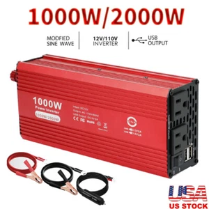 Power Inverter Socket Converter 1000W 12V to 110VAC Car Cigarette Lighter Plug - Picture 1 of 10
