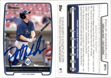 Philip Wunderlich Signed 2012 Bowman #BP11 Card Tampa Bay Rays Auto AU