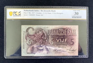 Netherlands, Indies, 5 Gulden, 1937, PCGS-30-VF (DH) - Picture 1 of 2
