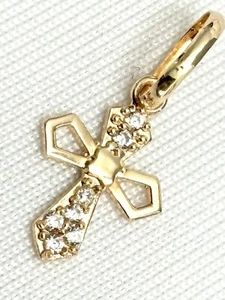 18k solid yellow gold cross pendant - Picture 1 of 8
