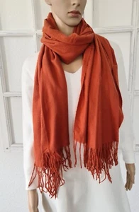 XXL Winter Schal Halstuch Fransen super soft 100 % Viskose einfarbig Rostbraun - Bild 1 von 2
